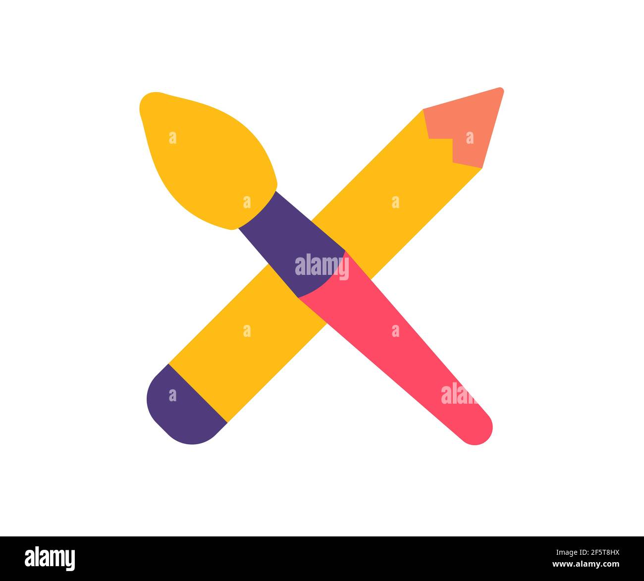 art tool brush pencil single isolated icon with flat style vector ...