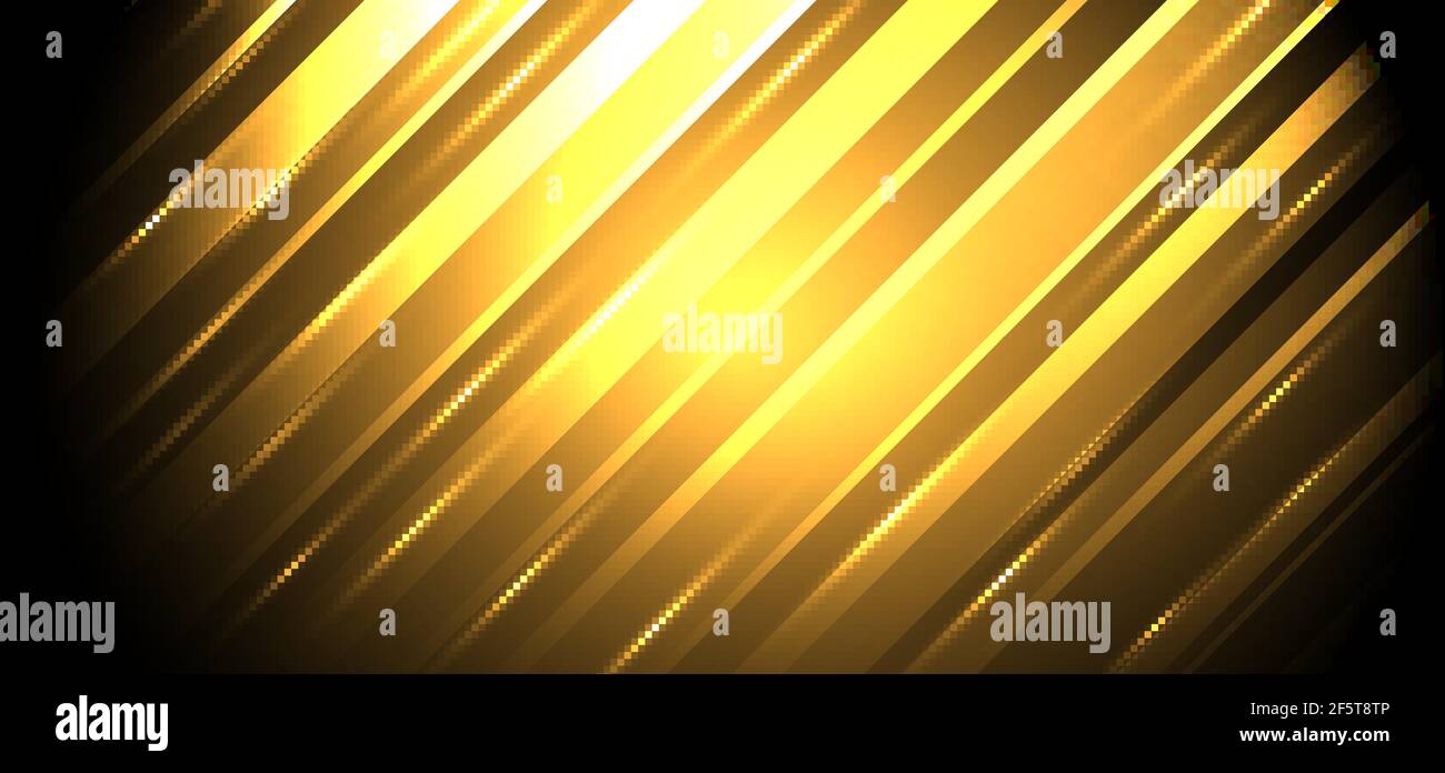 Abstract background golden diagonal stripes lines with glowing light ...