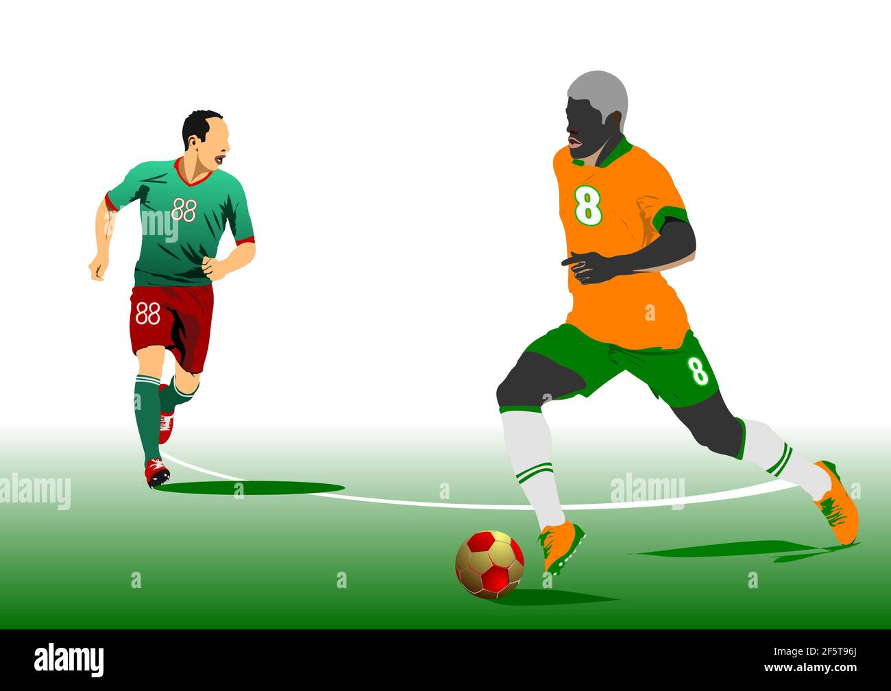 Two Soccer Players Duel in the Game 23985616 Vector Art at Vecteezy