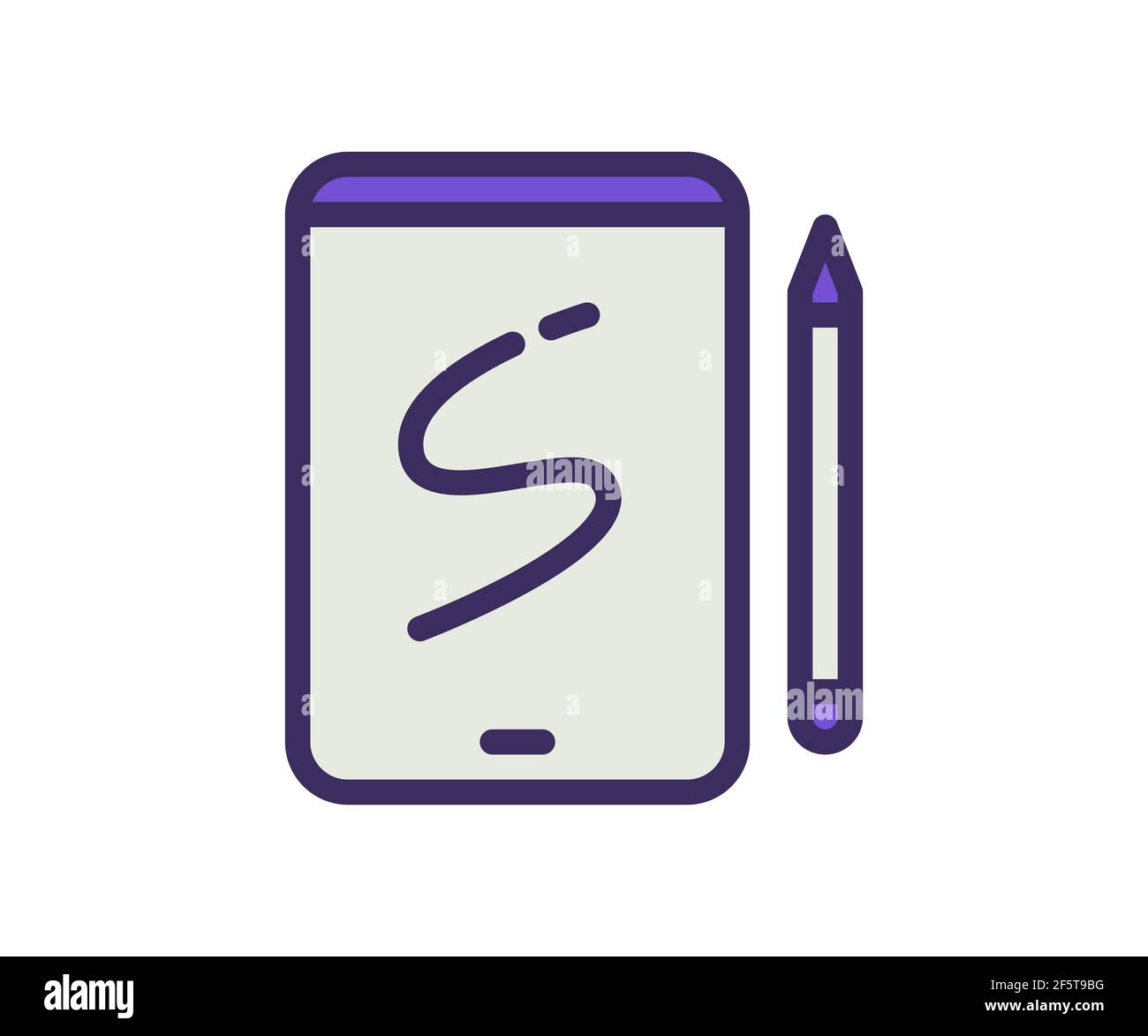 sketchbook tablet drawing single isolated icon with filled line and ...