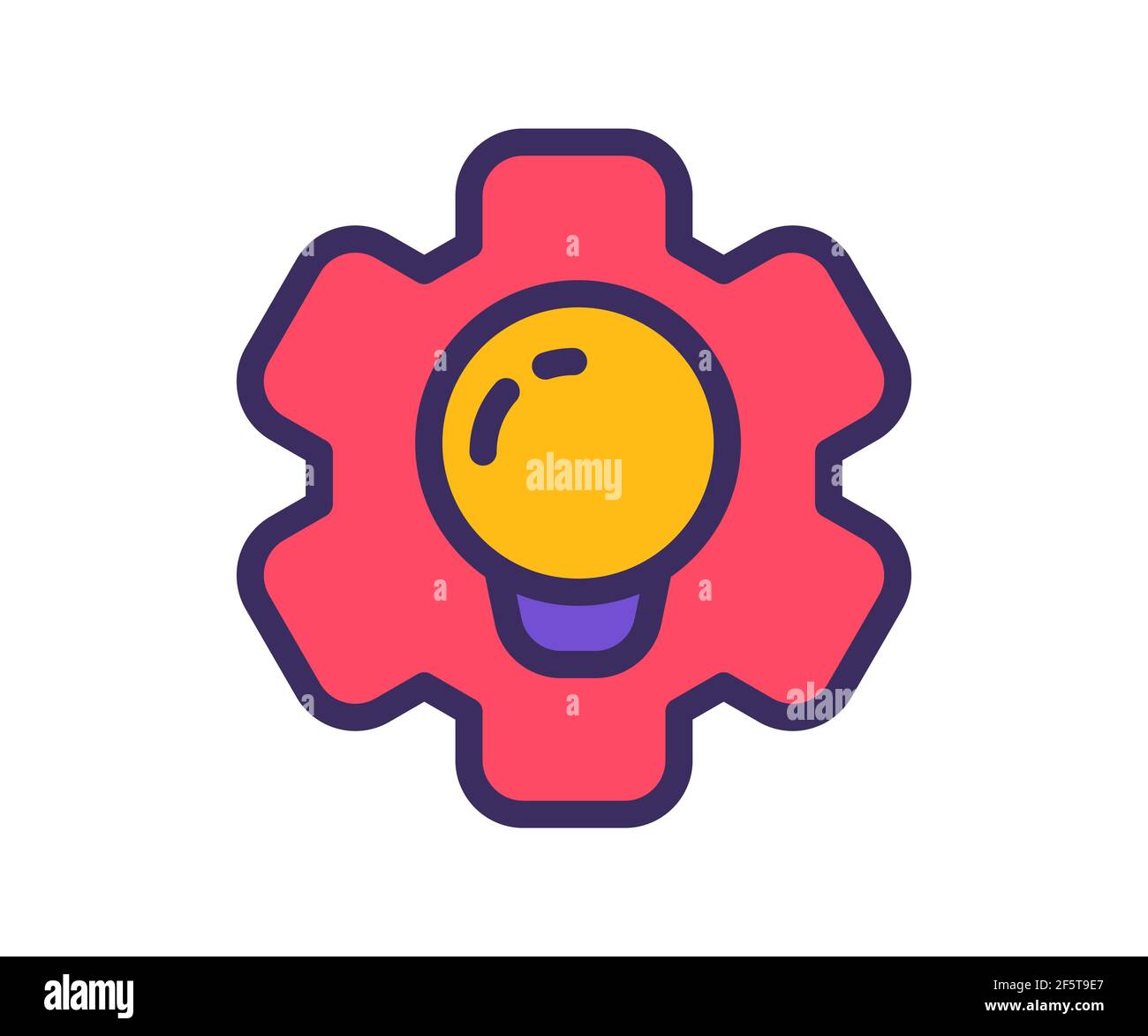 creative process gear single isolated icon with filled line and outline ...