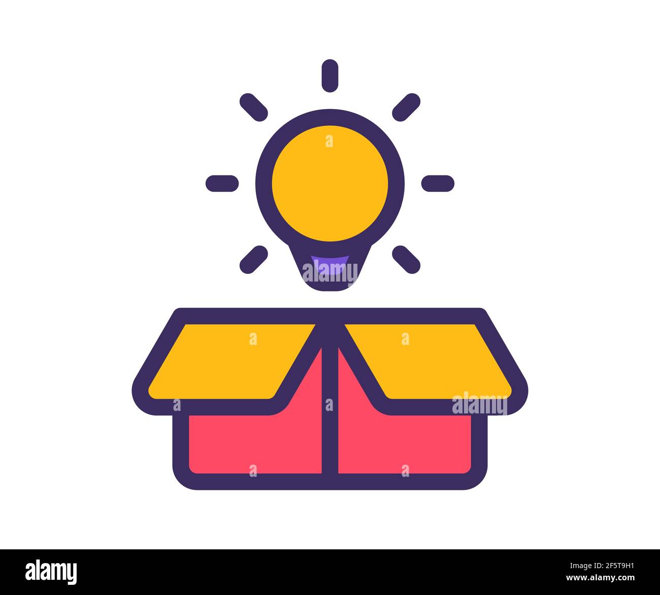 idea out of box light bulb single isolated icon with filled line and ...