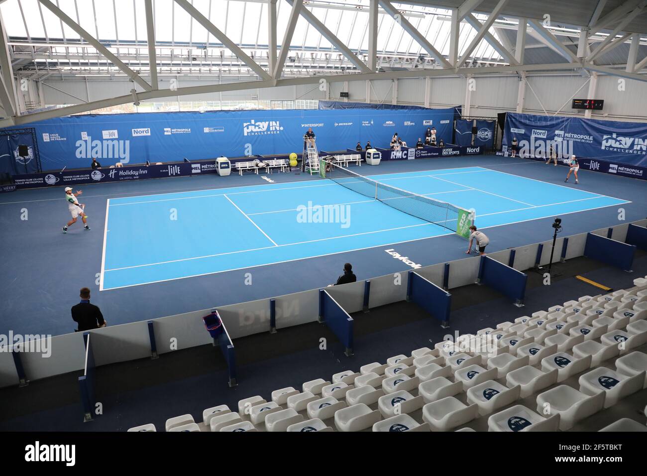 Court Central during the Play In Challenger 2021, ATP Challenger tennis tournament on March 26, 2021 at Marcel Bernard complex in Lille, France - Photo Laurent Sanson / LS Medianord / DPPI / LiveMedia Stock Photo