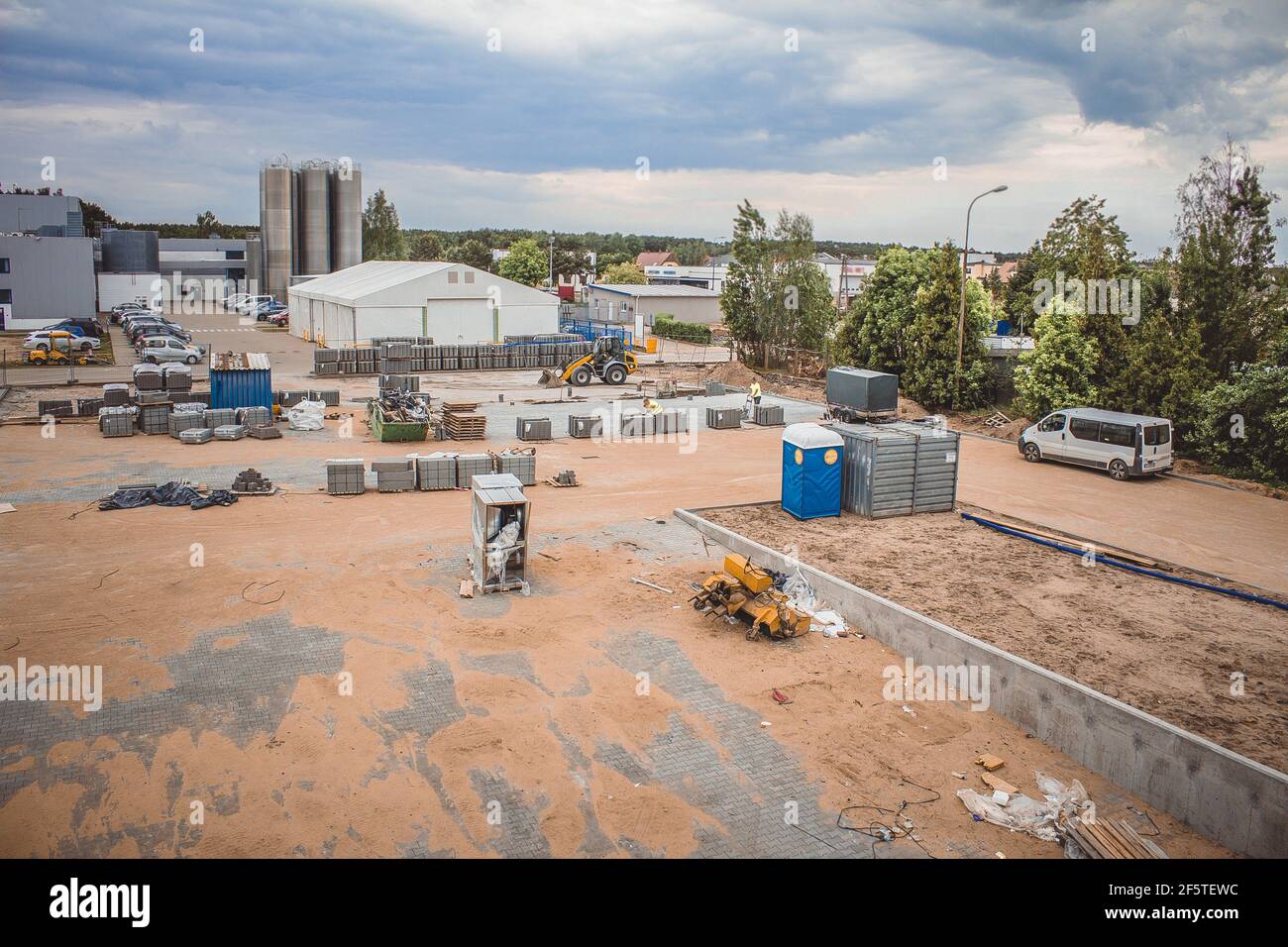 Production and construction work. Workflow scene in