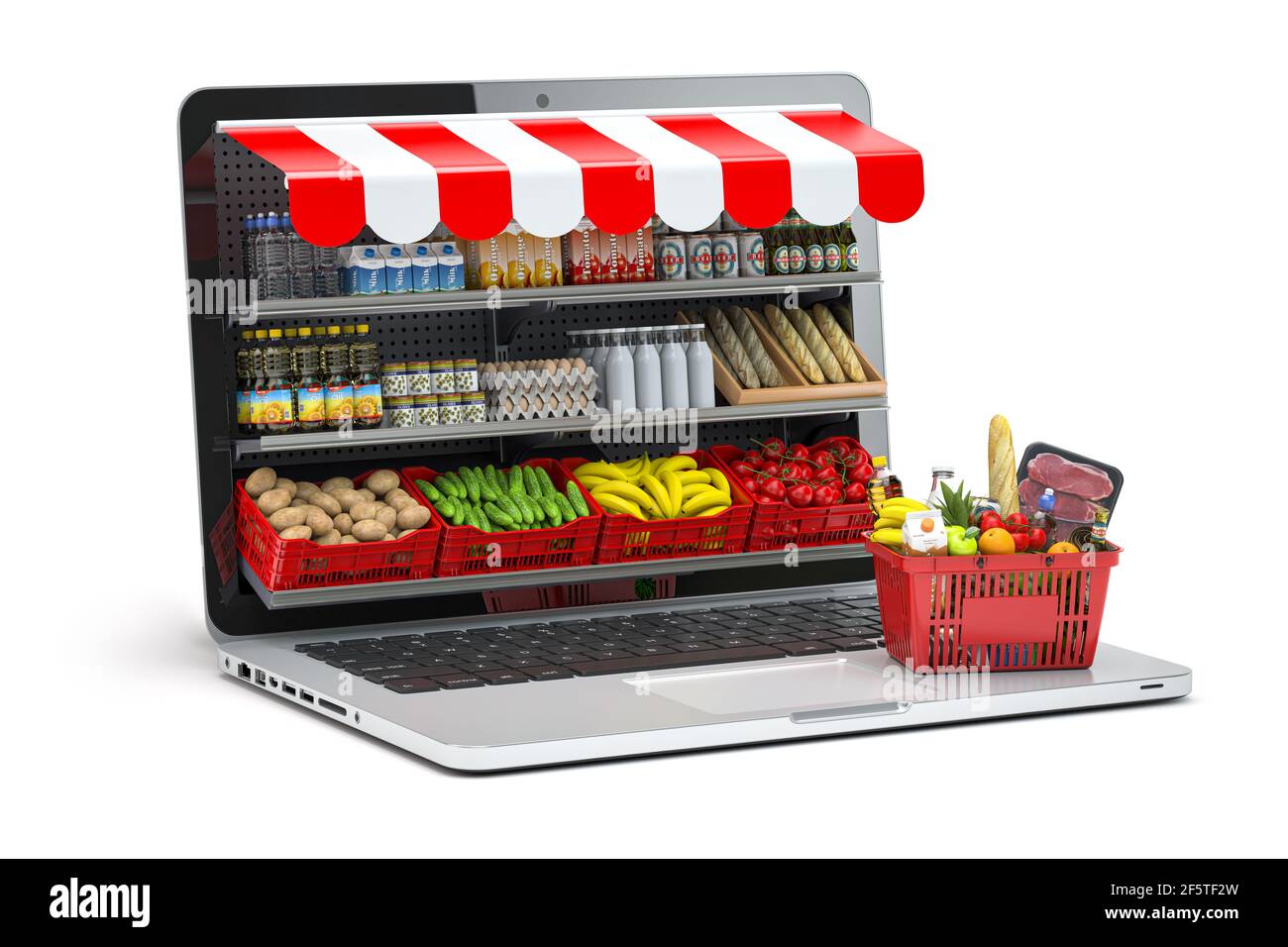 Grocery food buying online and delivery app concept. Food market in ...