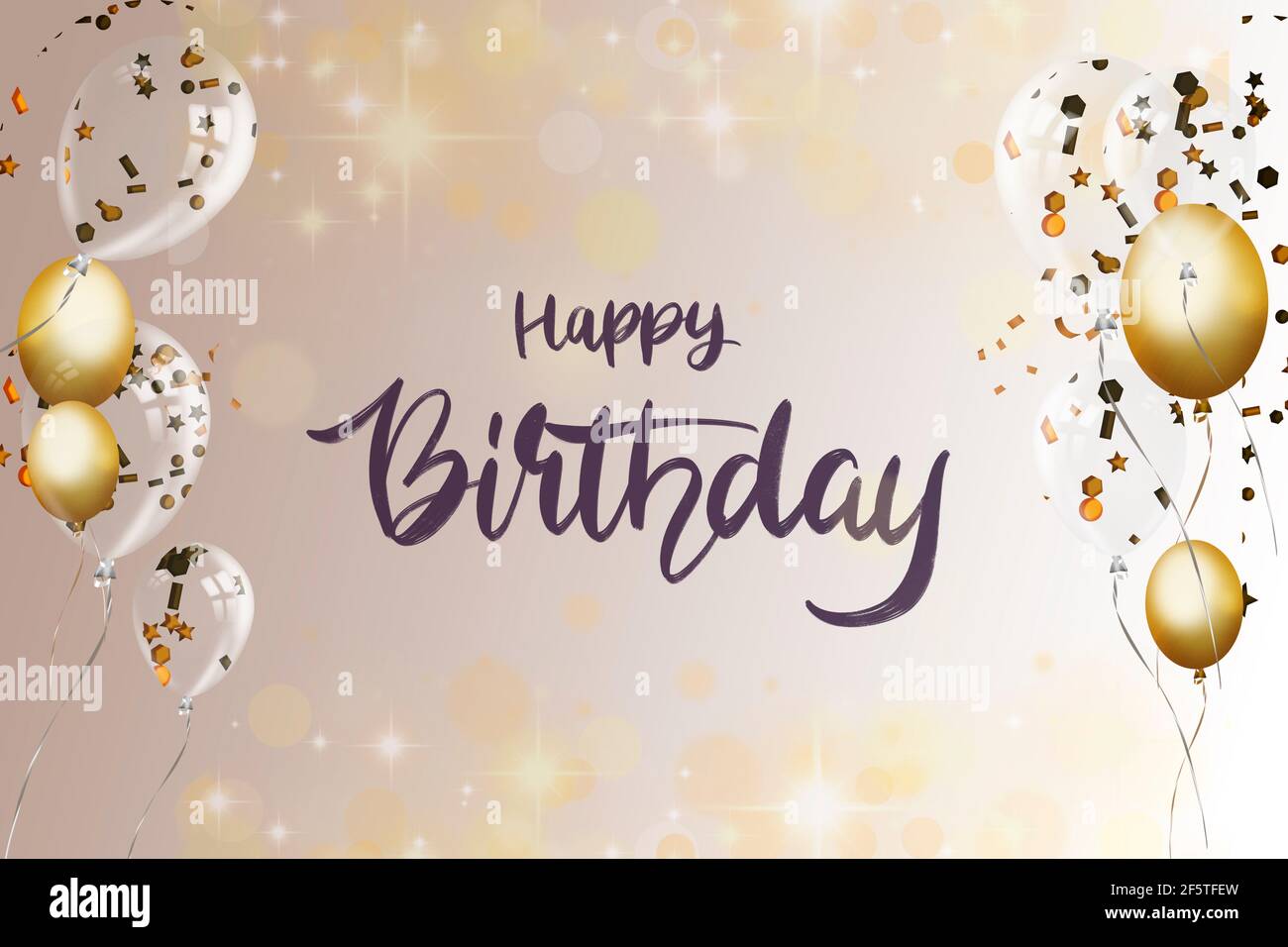 3d Illustration With Glossy Metallic Golden Balloons And Happy Birthday Text Over Gradient Bright Background Birthday Background With Balloons Stock Photo Alamy