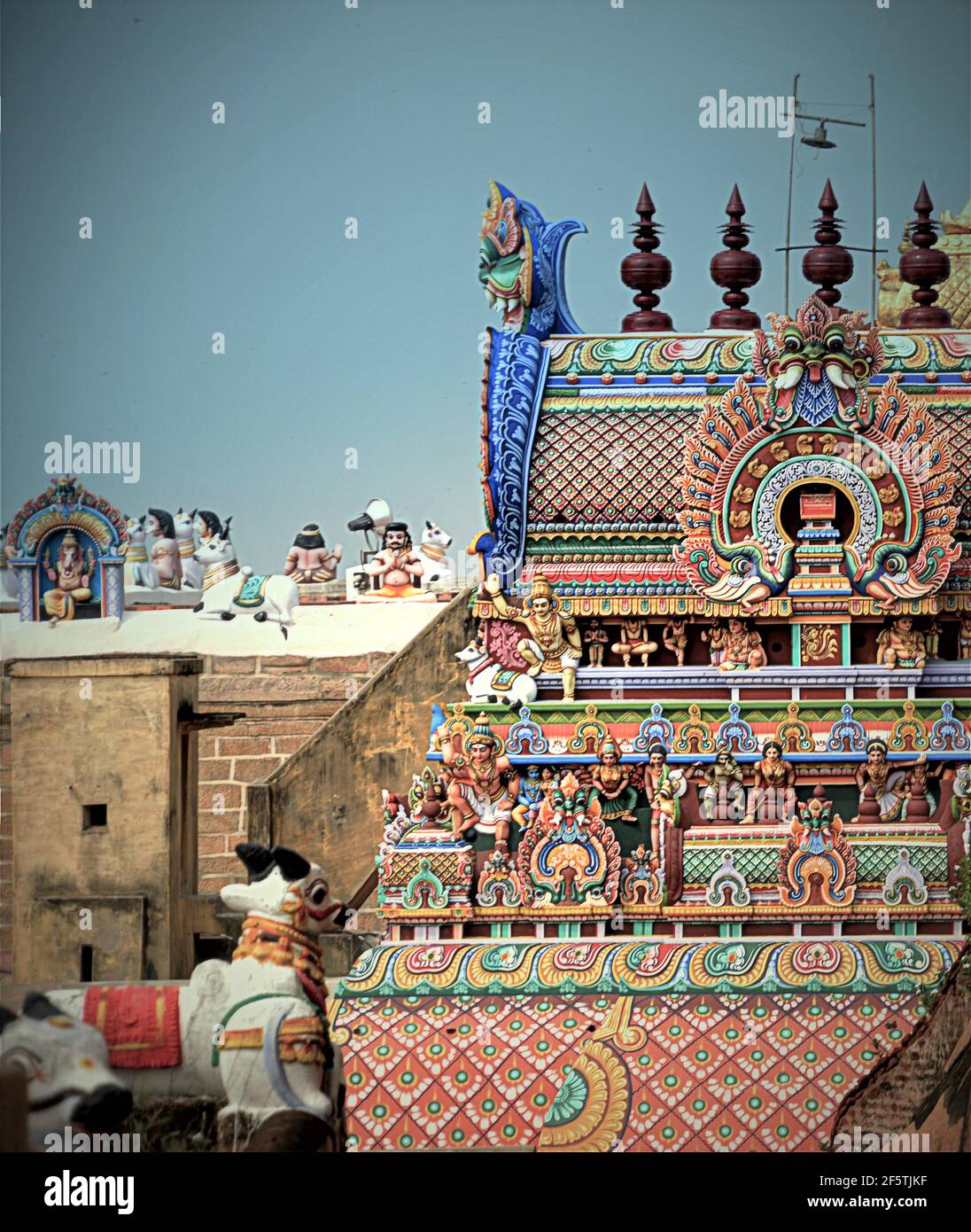 The Thayumanashwamy Temple is a temple situated in the Rockfort complex in the city of Tiruchirappalli, India Stock Photo