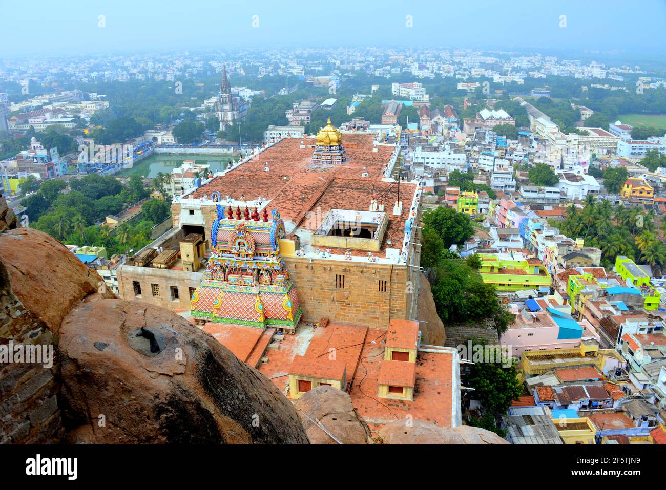 The Thayumanashwamy Temple is a temple situated in the Rockfort complex in the city of Tiruchirappalli, India Stock Photo