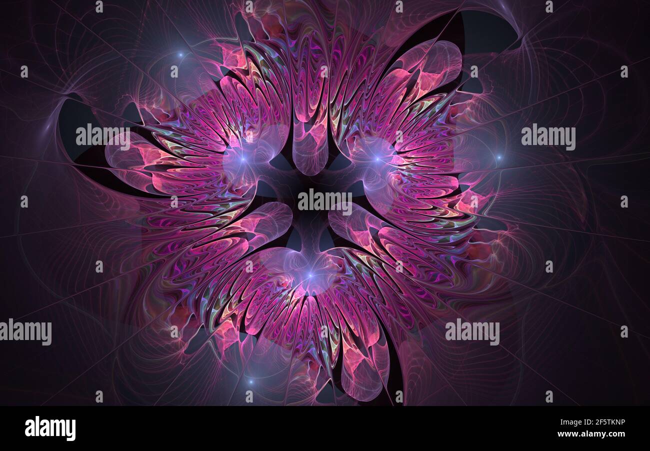 Abstract fractal flower with sparkles, colorful futuristic design ...
