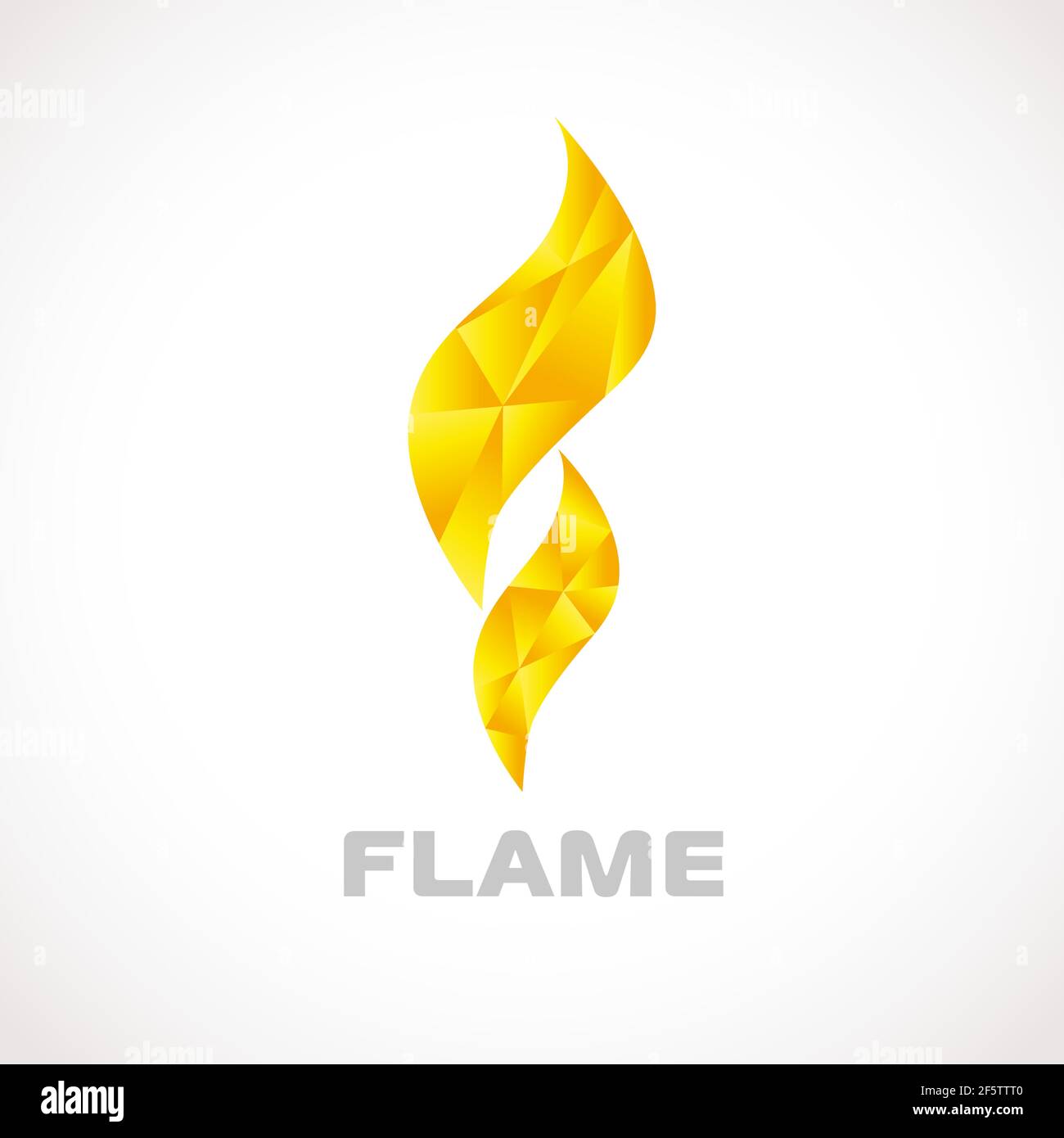 Stained-glass fire logotype. Fiery, burning, flaming torch, flames elements. Sports gold colored sign. Competitions, electrical or industrial icon. Br Stock Vector
