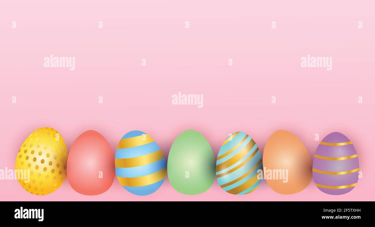 Happy Easter background vector illustration. Golden Easter eggs vector. Stock Vector