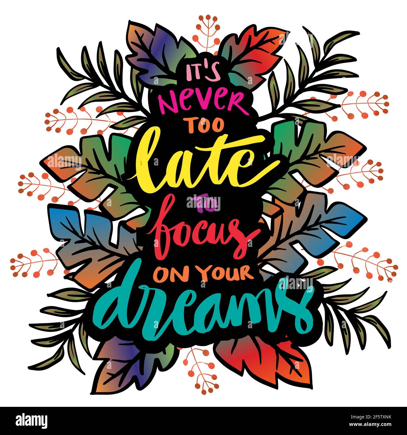 It's never to late too focus on your dreams hand lettering
