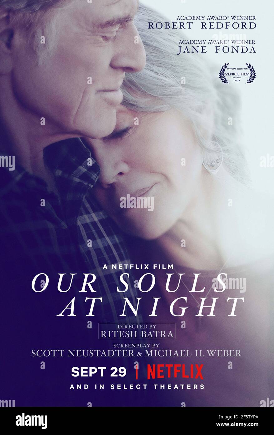 JANE FONDA and ROBERT REDFORD in OUR SOULS AT NIGHT (2017), directed by RITESH BATRA. Credit: Netflix / Wildgaze Films / Album Stock Photo