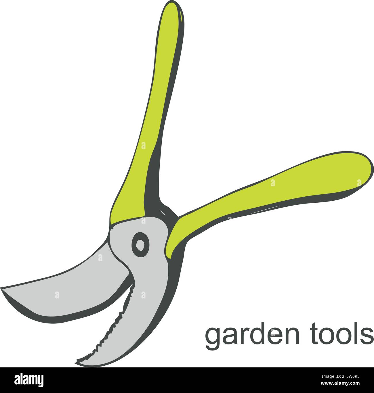 Garden pruning shear in the style of doodles on a white background. Vector illustration Stock Vector