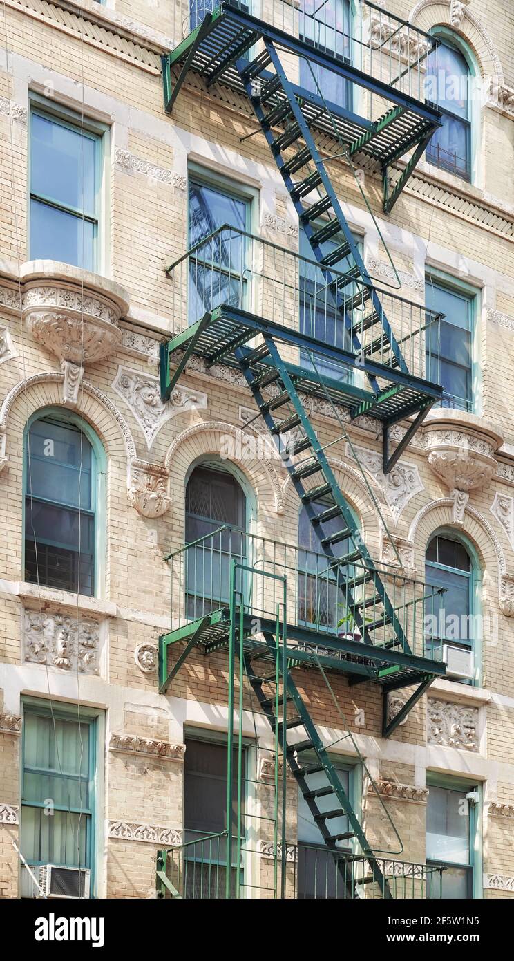 Old building with iron fire escape, New York City, USA Stock Photo - Alamy