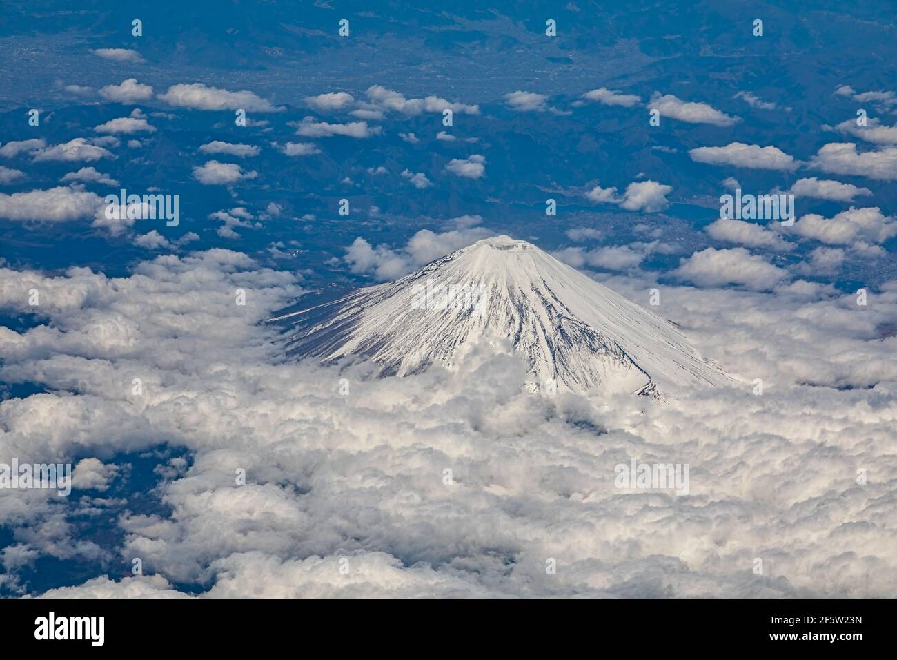 Mt. Fuji in Japan daytime aerial view from airplane Stock Photo - Alamy
