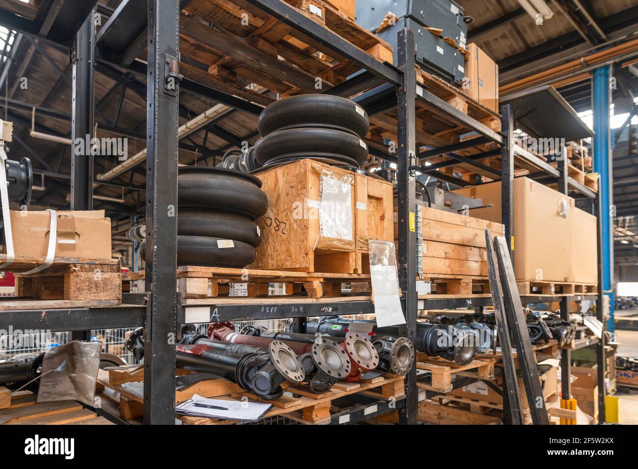 Spare parts on a shelf Stock Photo