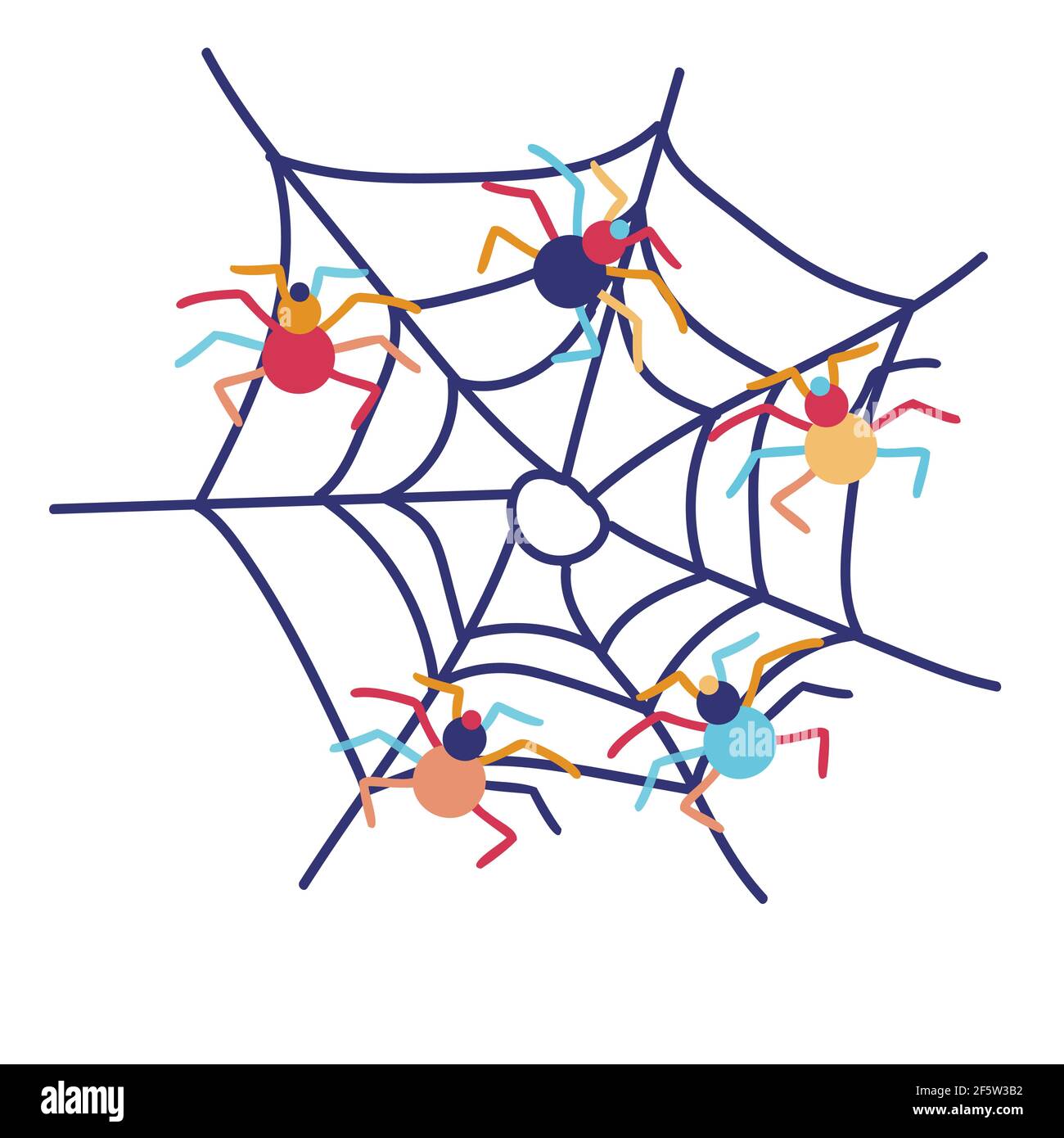 Colorful spider web on white backdrop vector illustration Stock Vector