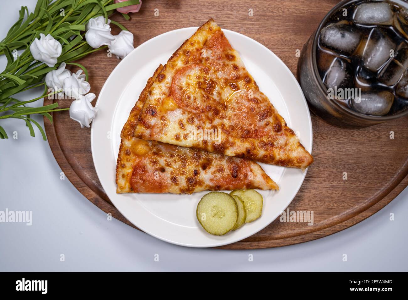 Thinly sliced pepperoni is a popular pizza Stock Photo Alamy