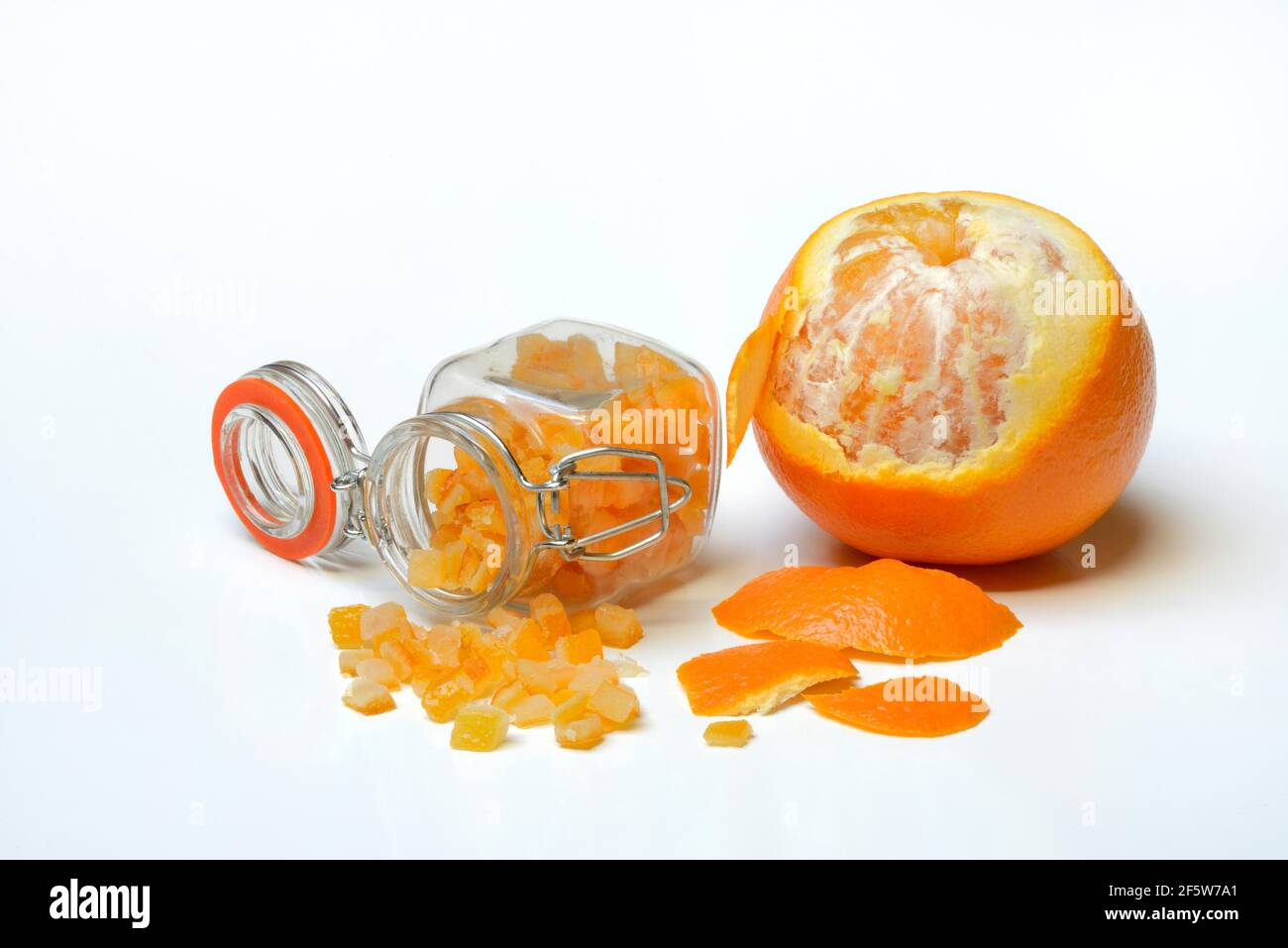Candied orange peel cubes in glass, Germany Stock Photo Alamy