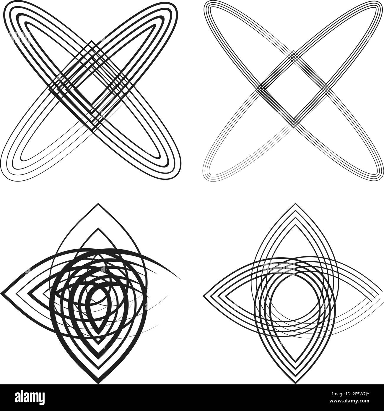 Abstract shapes, elements. Abstract motif, vector form — Stock vector