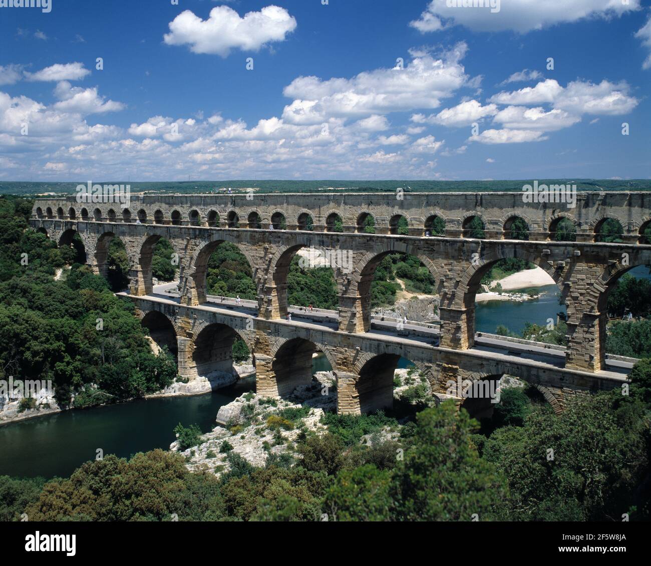 France. Languedoc-Roussillon. Pont du Gard. Stock Photo