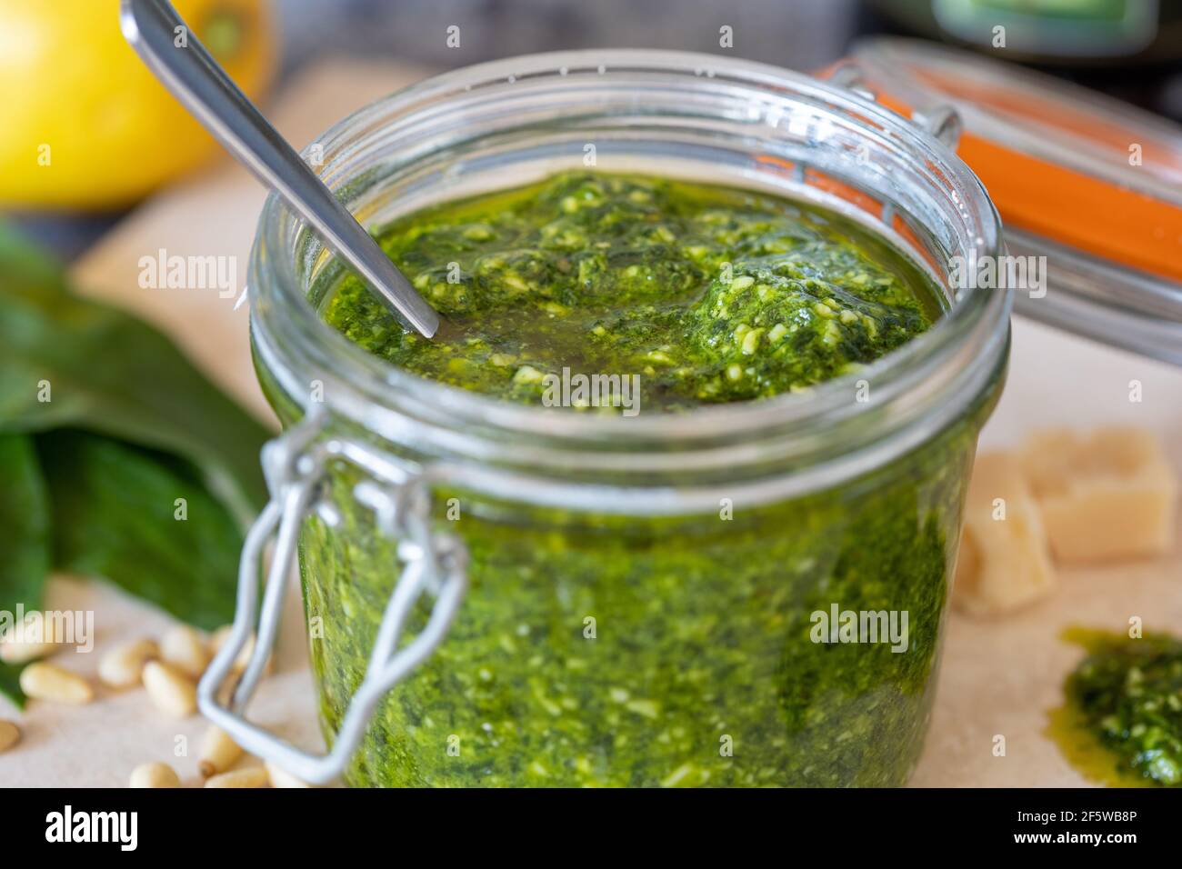 Wild Garlic Pesto Stock Photo