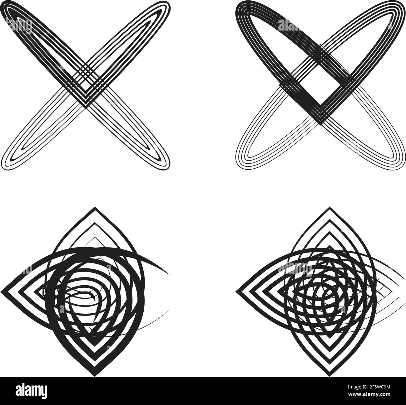 Abstract shapes, elements. Abstract motif, vector form — Stock vector