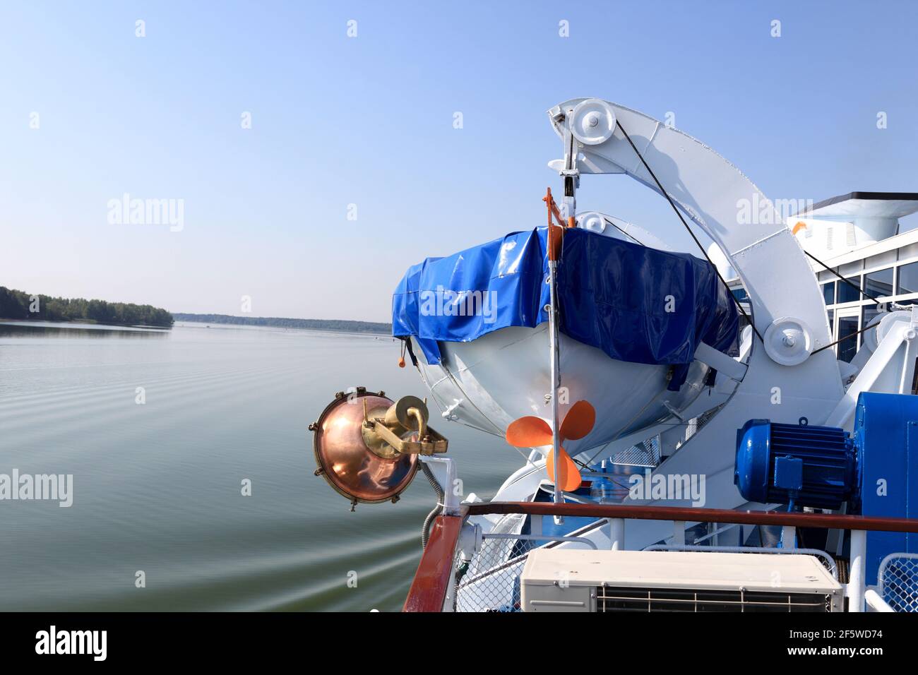 Details of a lifeboat on the ship Stock Photo