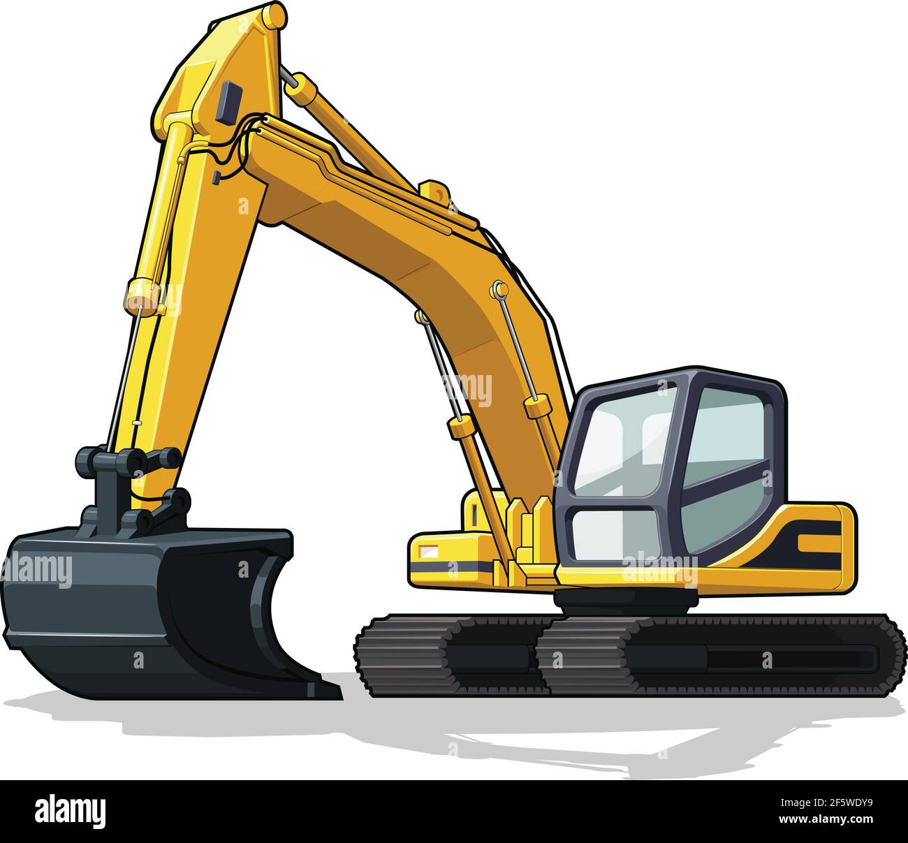 Excavator Construction Heavy Machine Industry Cartoon Illustration Stock Vector