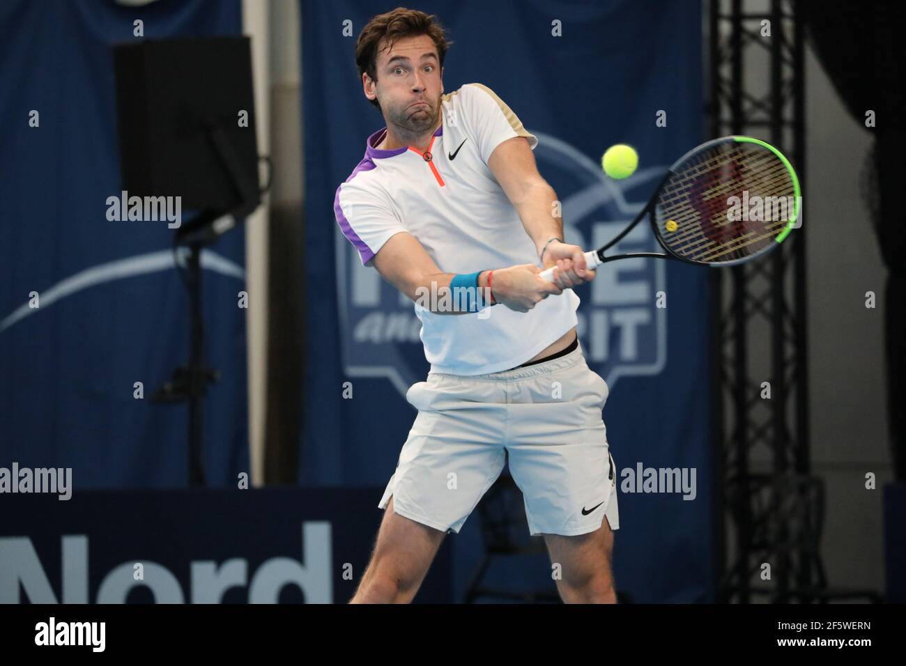 Quentin HALYS France during the Play In Challenger 2021, ATP Challenger tennis tournament on March 26, 2021 at Marcel Bernard complex in Lille, France - Photo Laurent Sanson / LS Medianord / DPPI / LiveMedia Stock Photo