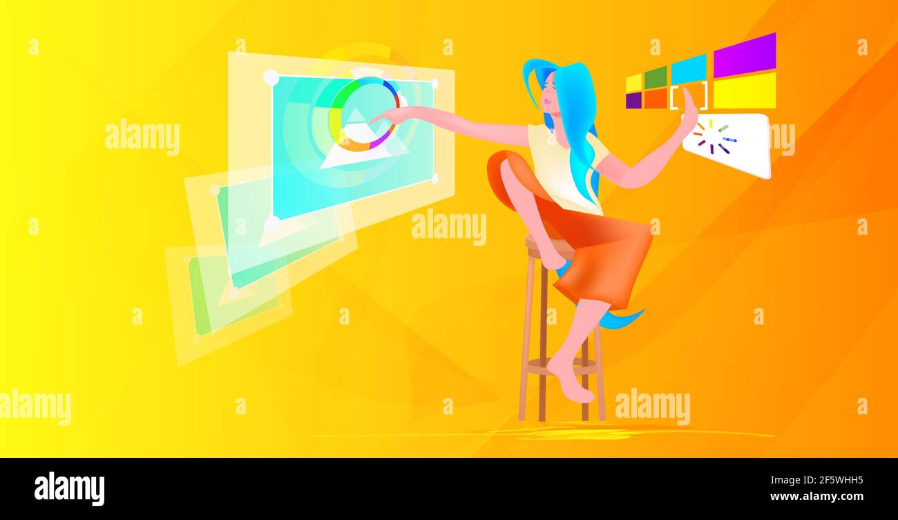 developer or graphic designer creating website ui interface web application development Stock Vector