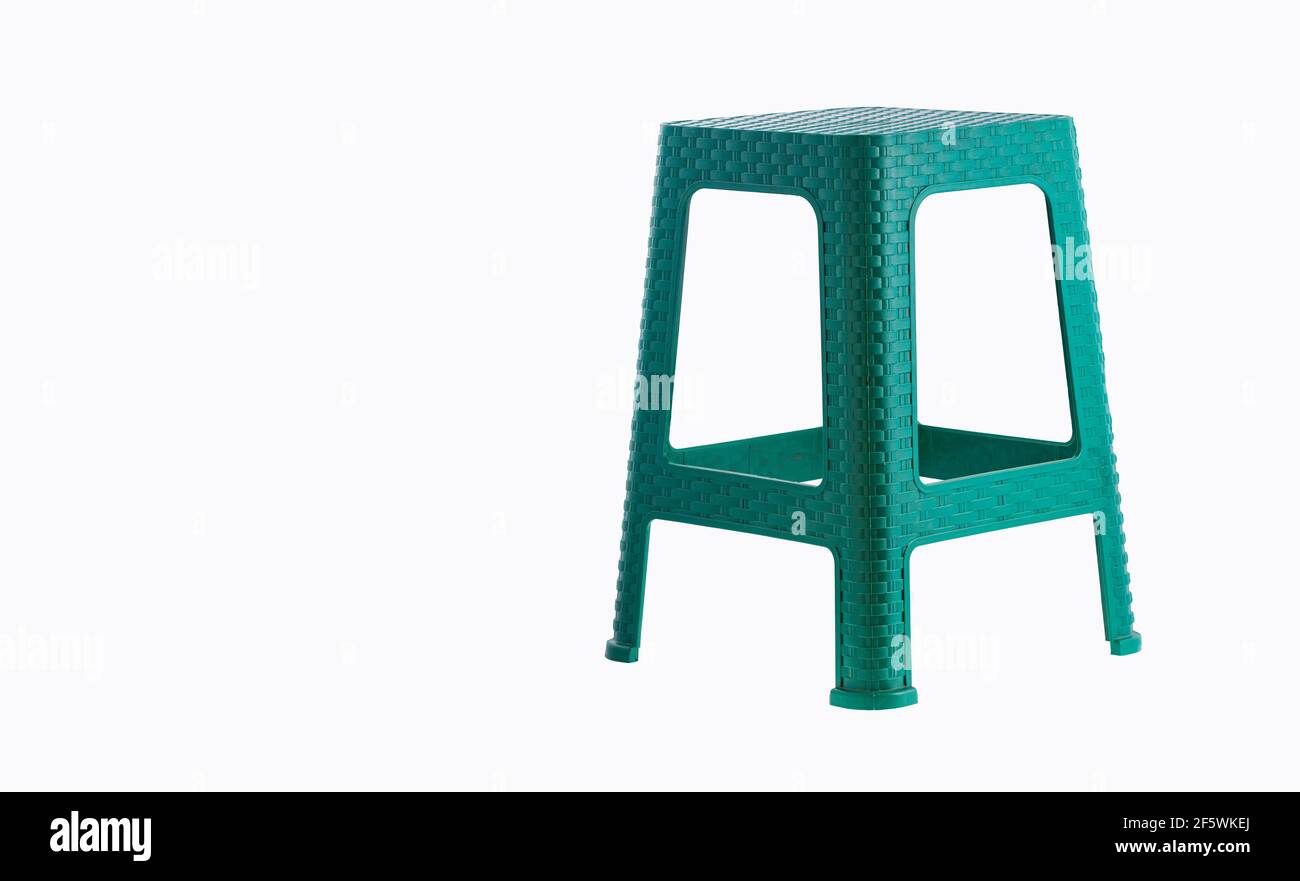 Green plastic stool isolated on white background Stock Photo Alamy
