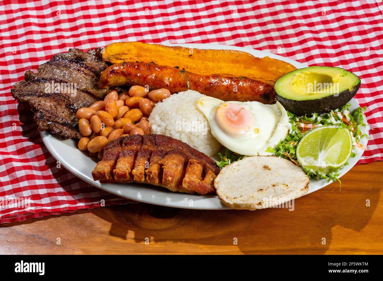 Bandeja paisa, typical dish at the Antioqueño region of Colombia Stock Photo