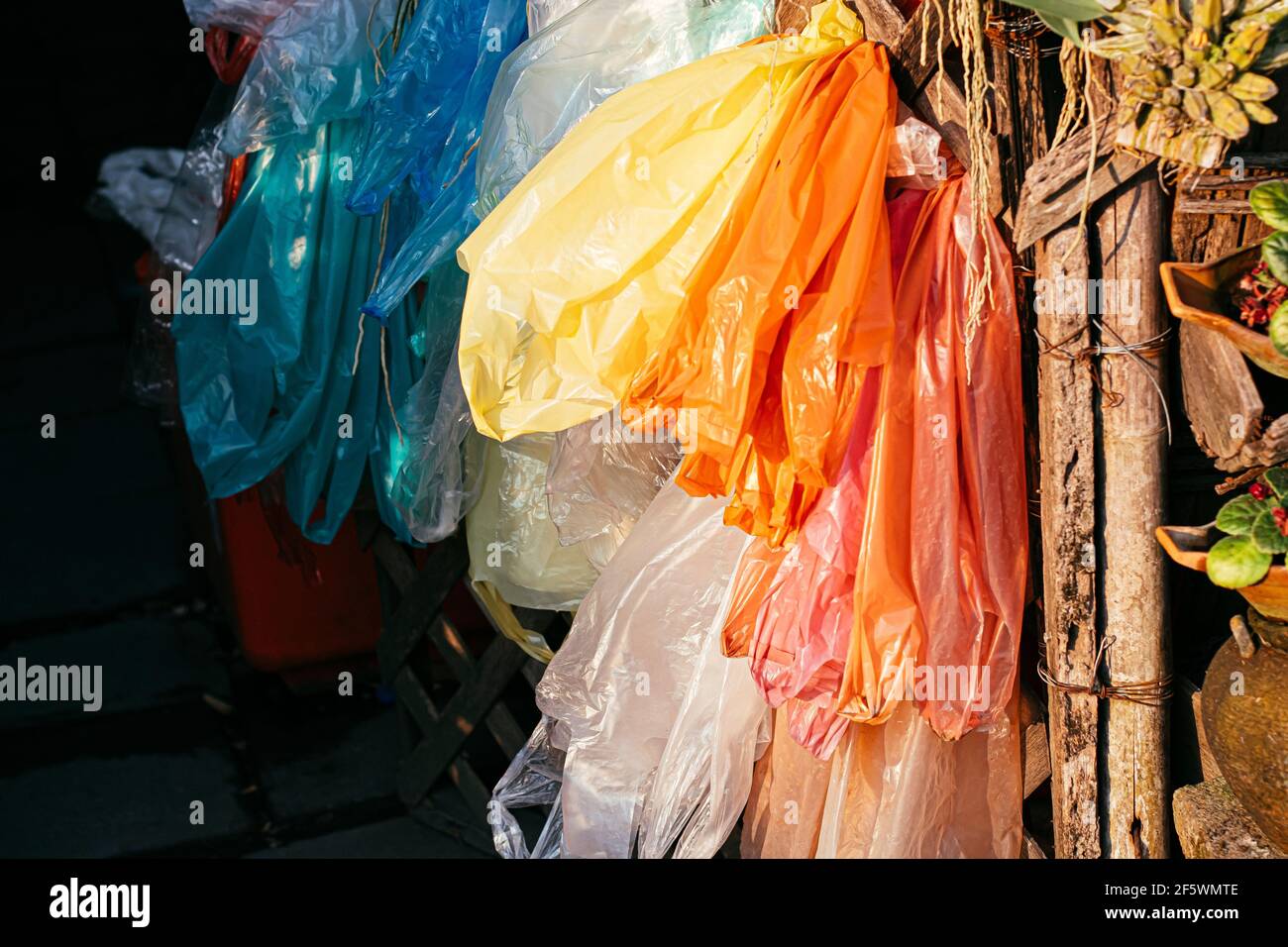 Colorful reusable plastic bags. Plastic Dry Cleaning Bags for save the