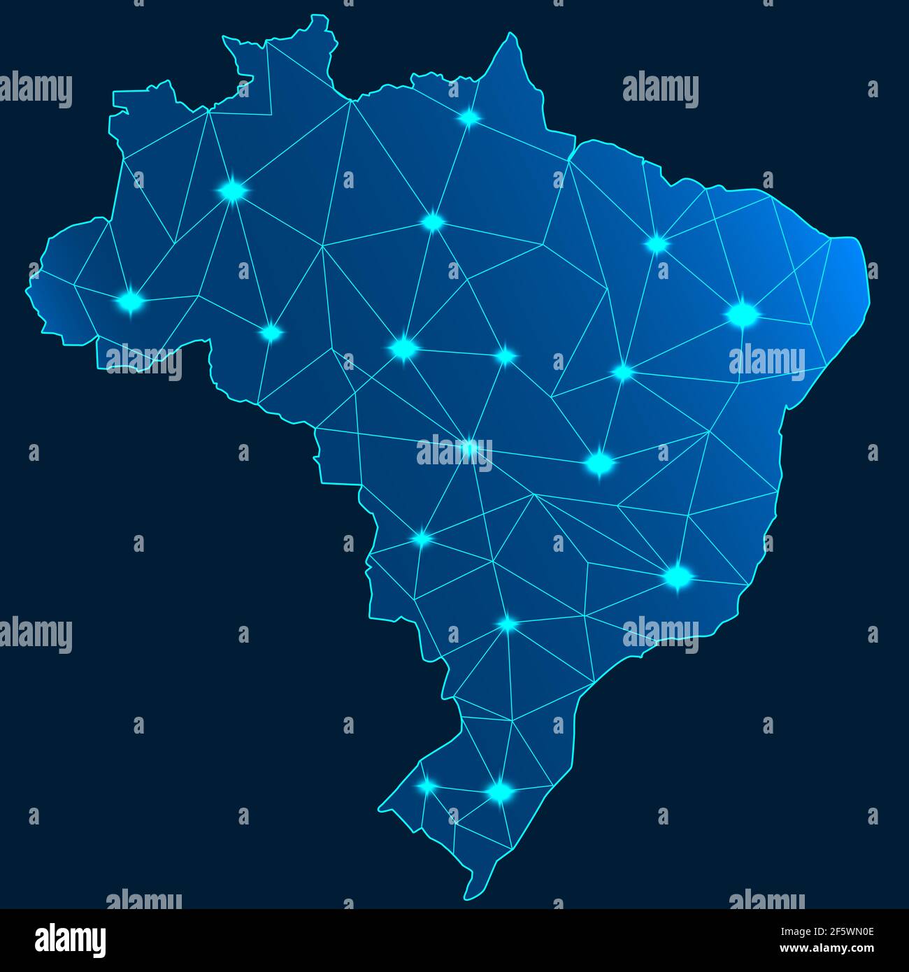 Map of Brazil with blue background. 3d rendering Stock Photo
