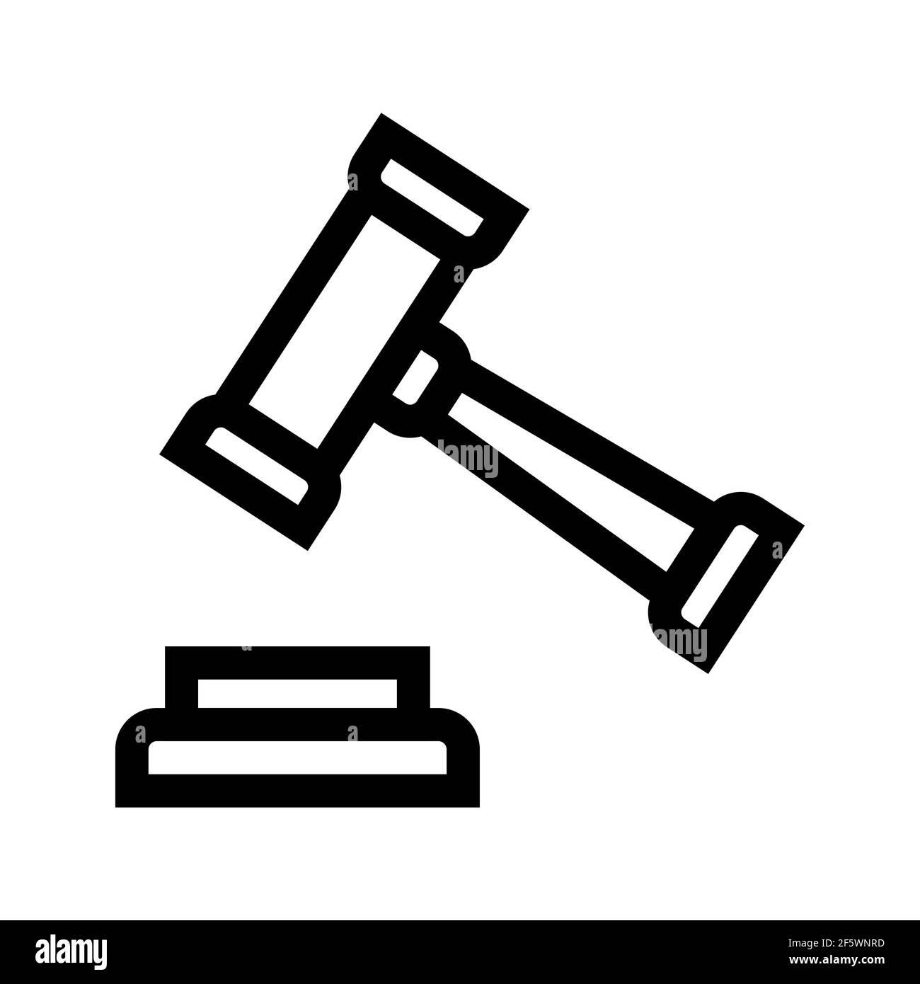 judge hammer outline icon isolated on white background Stock Vector