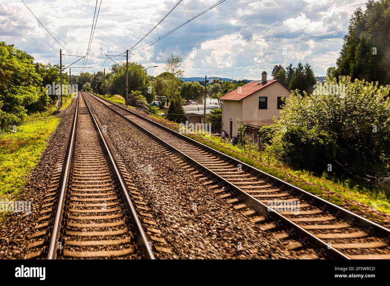 Rail tracks in Czech Republic Stock Photo