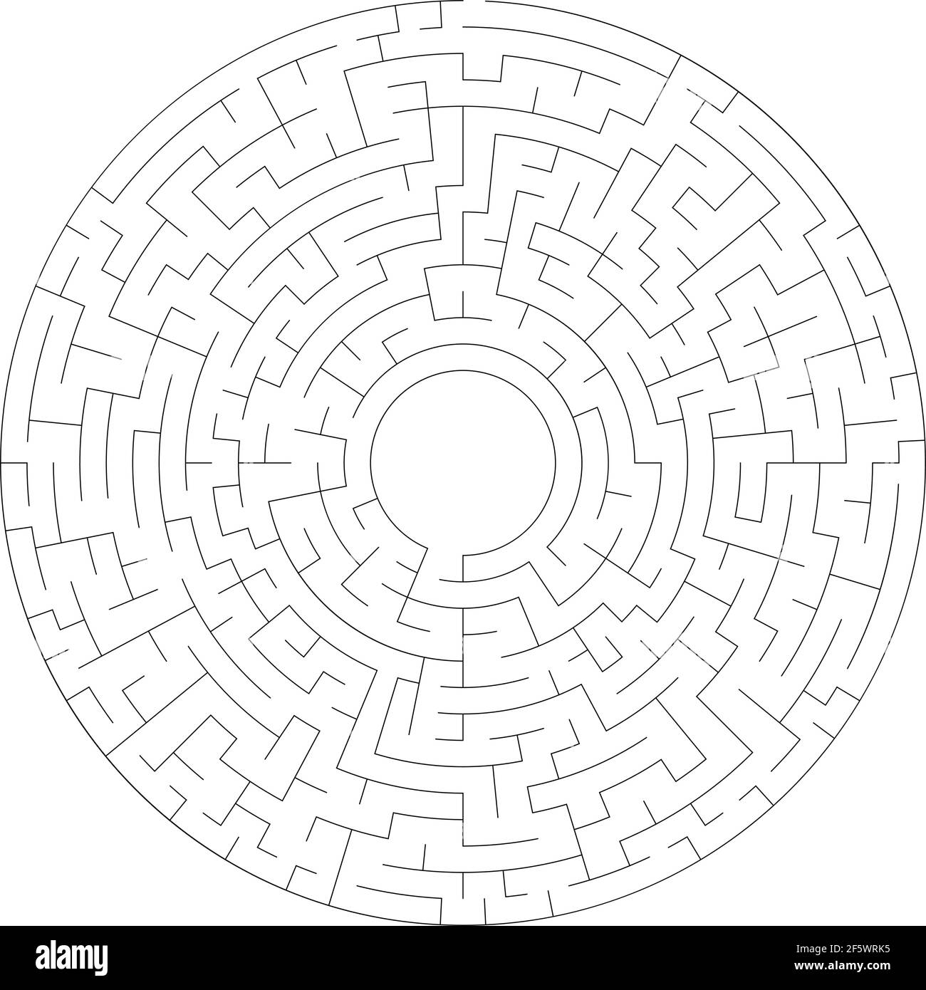 Circular maze, labyrinth puzzle game. Riddle, brainteaser game concept