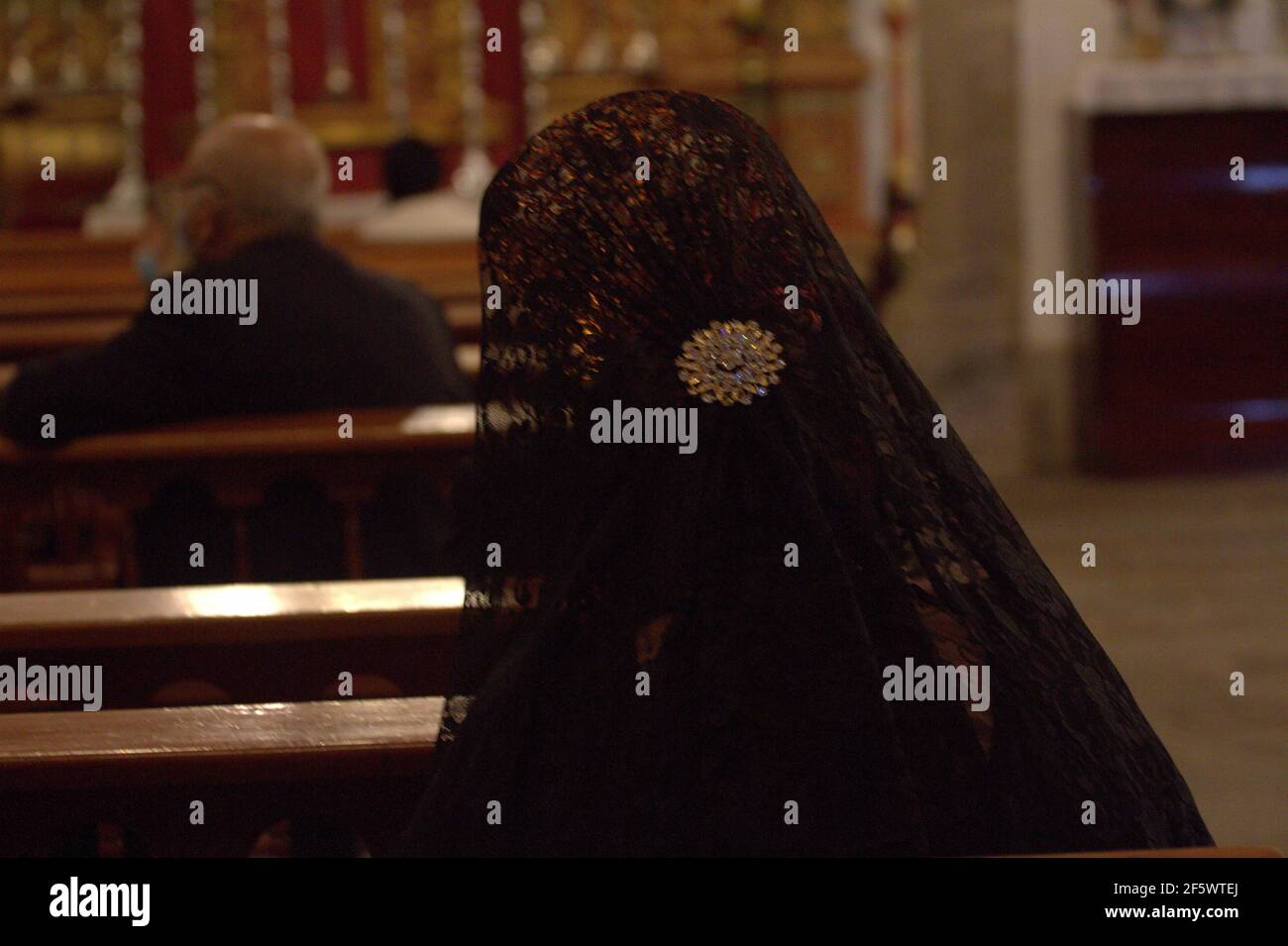 Holy Week in Adeje begins with the Mass of the Virgin of Dolores where the women for piety wear