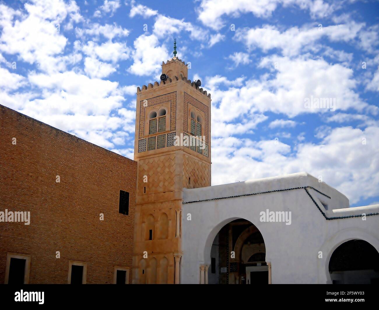 Holy city of KAIROUAN, this Zaouia-mosque (place of pilgrimage)is the tomb of Abou Dhama el-Balaoui, companion of Muhammad, nicknamed Sidi Sahab Stock Photo