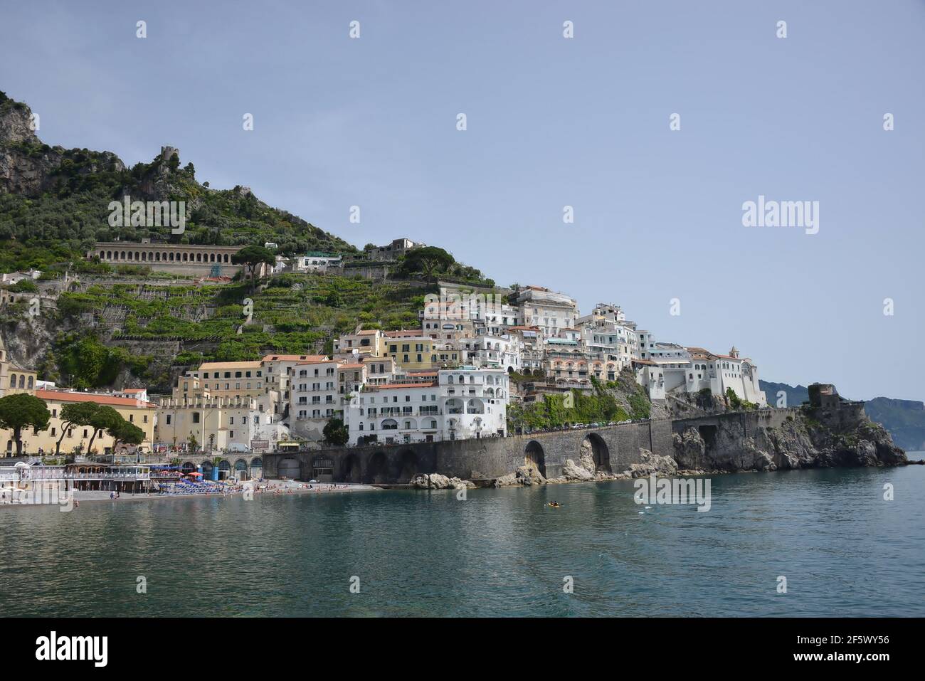 Amalfi is a city in a suggestive natural environment,Between the ninth and eleventh centuries, it was the seat of a powerful maritime republic. Cathed Stock Photo