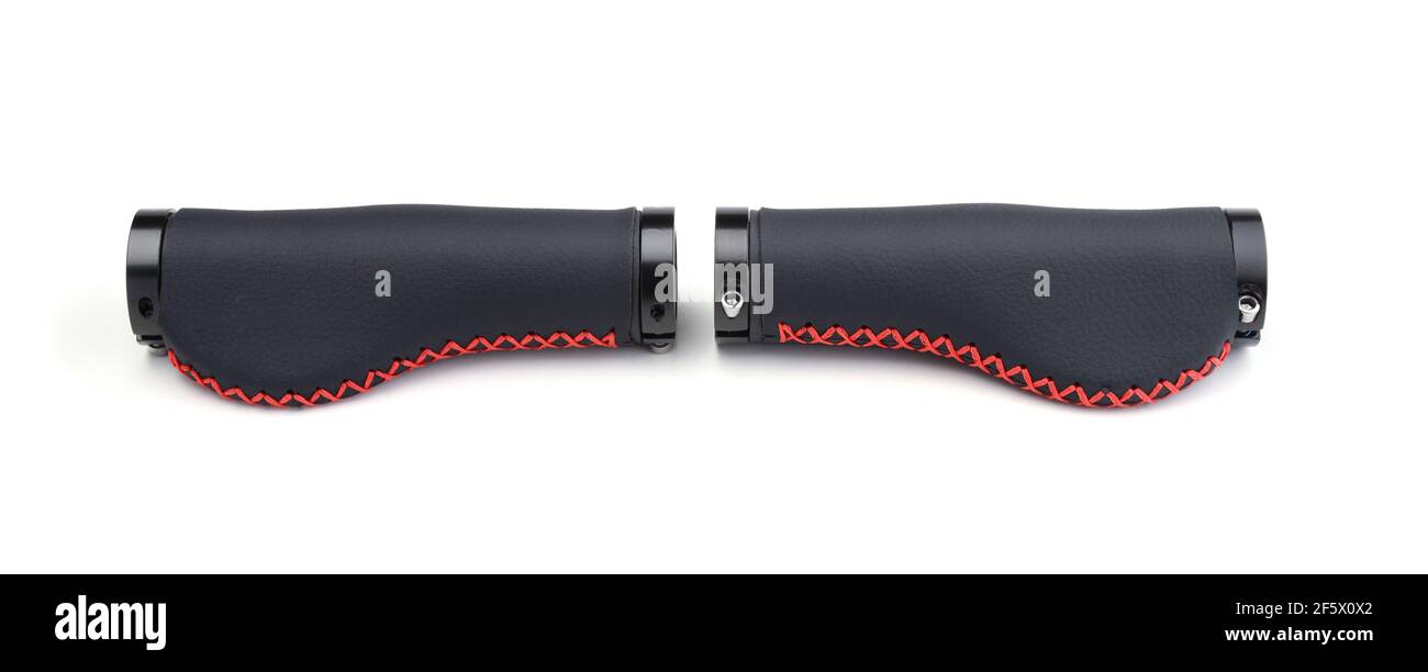 Two leather bicycle grips isolated on white Stock Photo Alamy