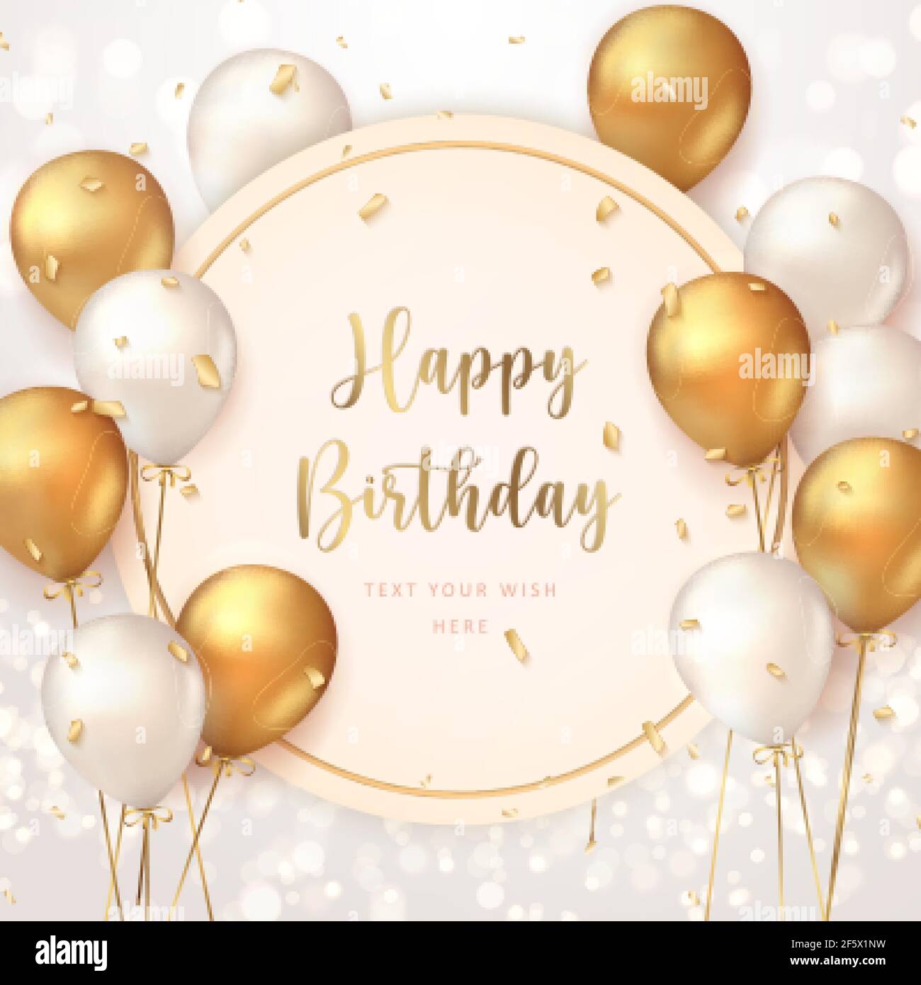 Elegant golden ballon Happy Birthday celebration card banner ...