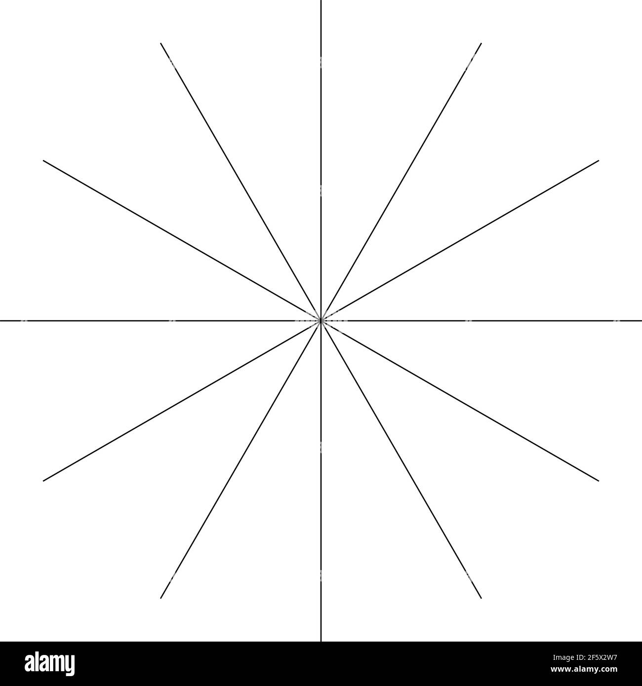 Radial, radiating lines intersected at center. Conflux, converging