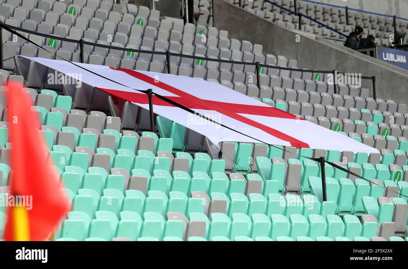 An England flag in the stands before the 2021 UEFA European Under-21 ...