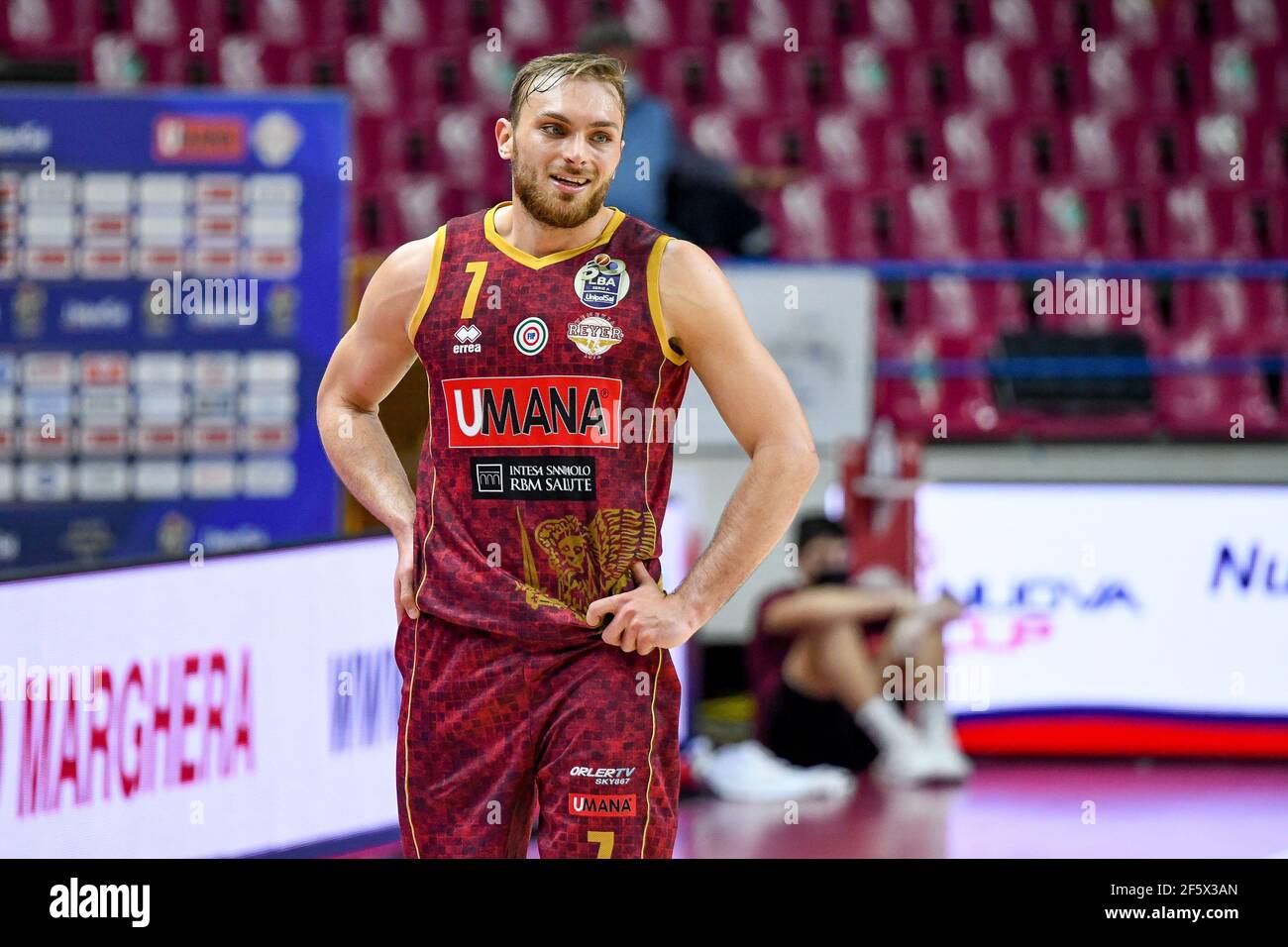 Venice, Italy. 28th Mar, 2021. Happiness of Stefano Tonut (Reyer Venezia)  during Umana Reyer Venezia vs A|X Armani Exchange Milano, Italian  Basketball A Serie Championship in Venice, Italy, March 28 2021 Credit: