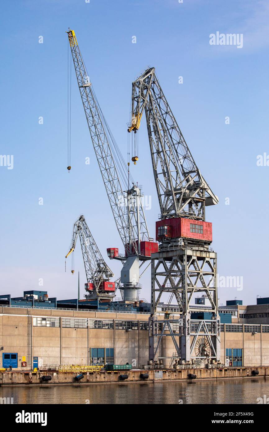 Hietalahti Shipyard dock cranes in Helsinki, Finland Stock Photo