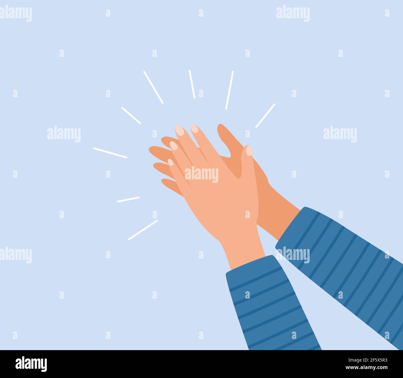 Human hands clapping. Applauding hands. Expression of approval, admiration, support, gratitude, recognition. Vector illustration in flat style Stock Vector