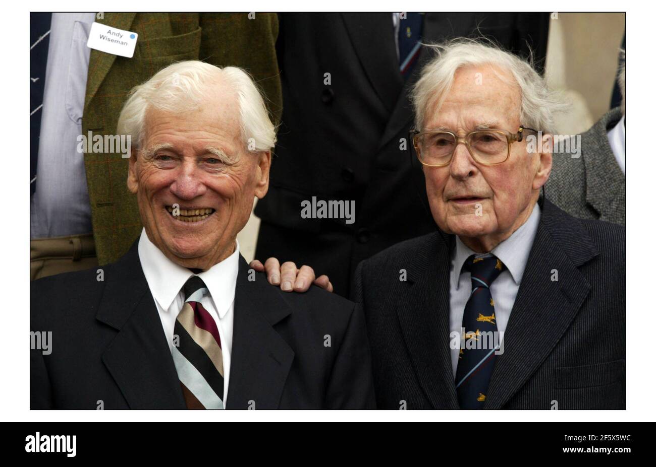 The Sixtieth anniversary of the Great Escape, one of the most remarkable episodes of the Second World War was held at the imperial war museum in London. Two survivors (only six are still alive) were present, Squadron Leader Jimmy James (spectacles) and Flight Lieutenant Sydney Dowse. pic David Sandison 16/3/2004 Stock Photo